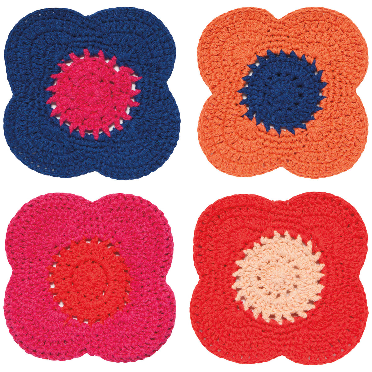 Poppy Crochet Coasters S/4 Assorted