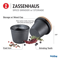 Zassenhaus Spice Grater Cast Iron, Beechwood Lid