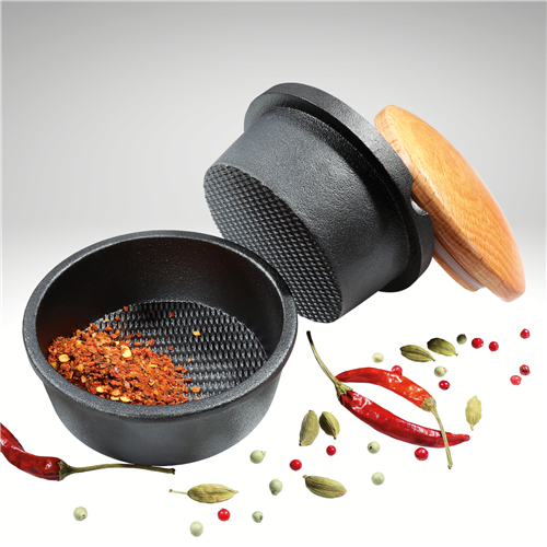 XL Spice Grater Cast Iron, Beechwood Lid