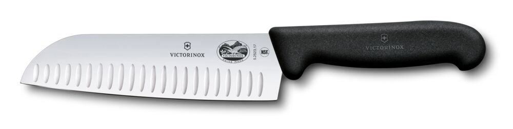 Fibrox, 7" Santoku Knife Granton, Black
