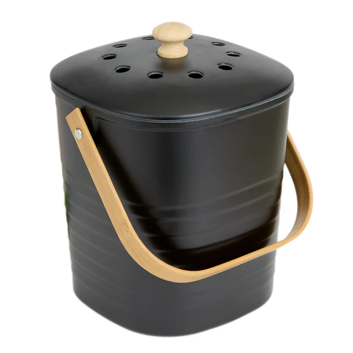 Black Bamboo & Melamine Compost Pail