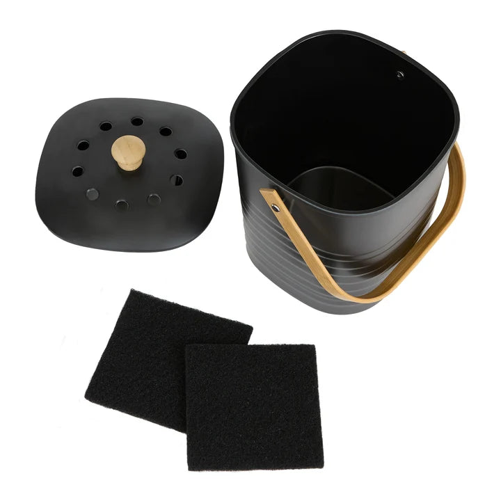 Black Bamboo & Melamine Compost Pail
