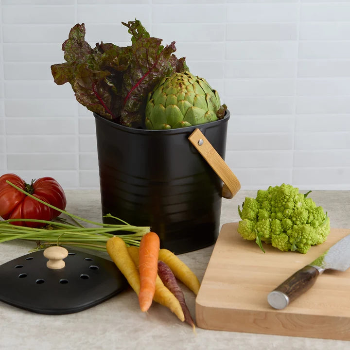 Black Bamboo & Melamine Compost Pail
