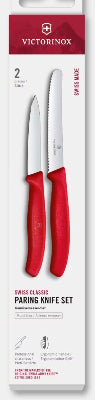 S/2 Utility 4.5" & Paring 3.25" Knives, Red