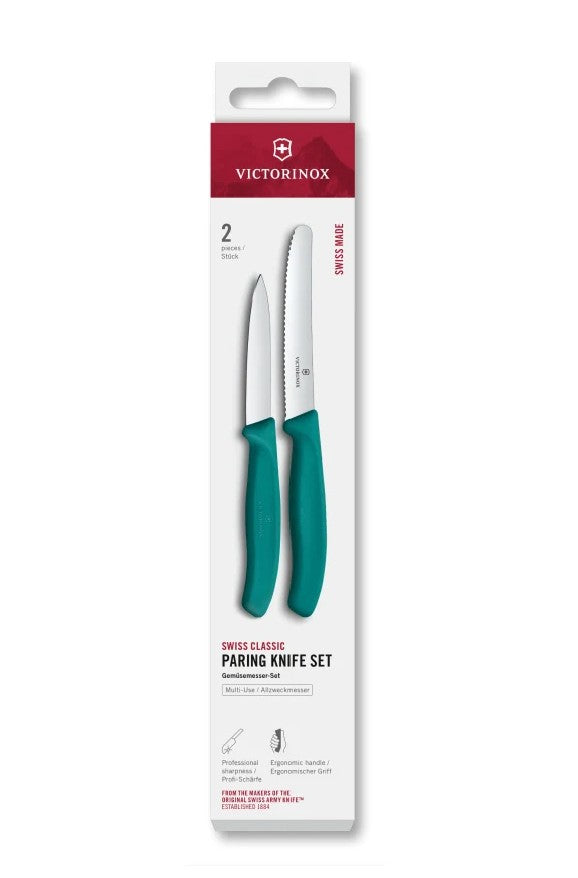 S/2 Utility 4.5" & Paring 3.25" Knives, Teal