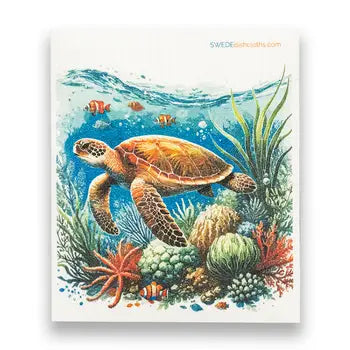 Swedish Dishcloth, Big Turtle with Fish