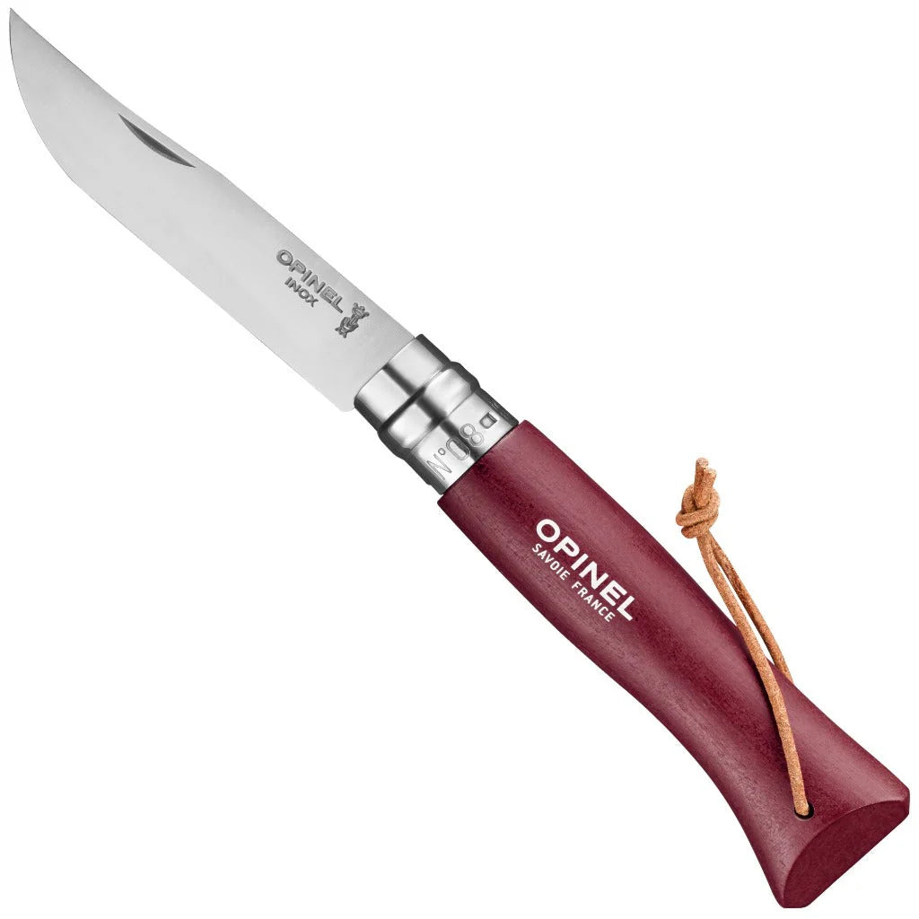 No.08 Colorama S/S Folding Knife, Lanyard, Burgundy (Garnet)