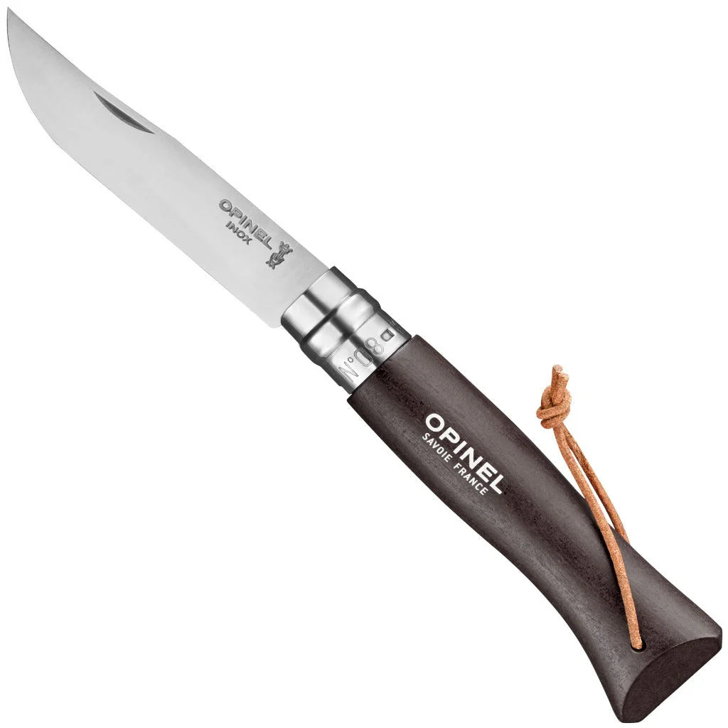 No.08 Colorama S/S Folding Knife, Lanyard, Dark Brown