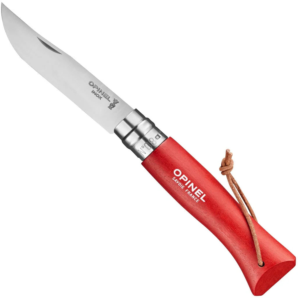 No.08 Colorama S/S Folding Knife, Lanyard, Red