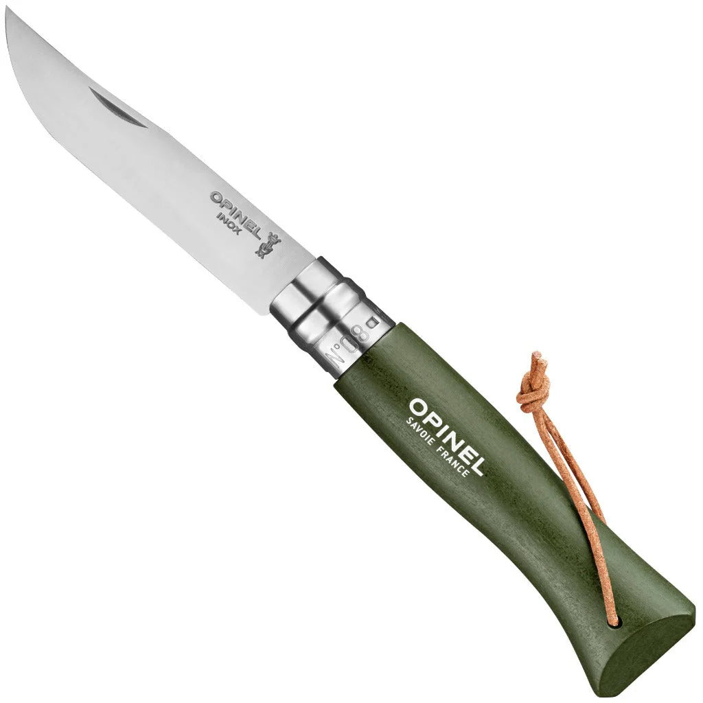 No.08 Colorama S/S Folding Knife, Lanyard, Khaki (Forest Green)
