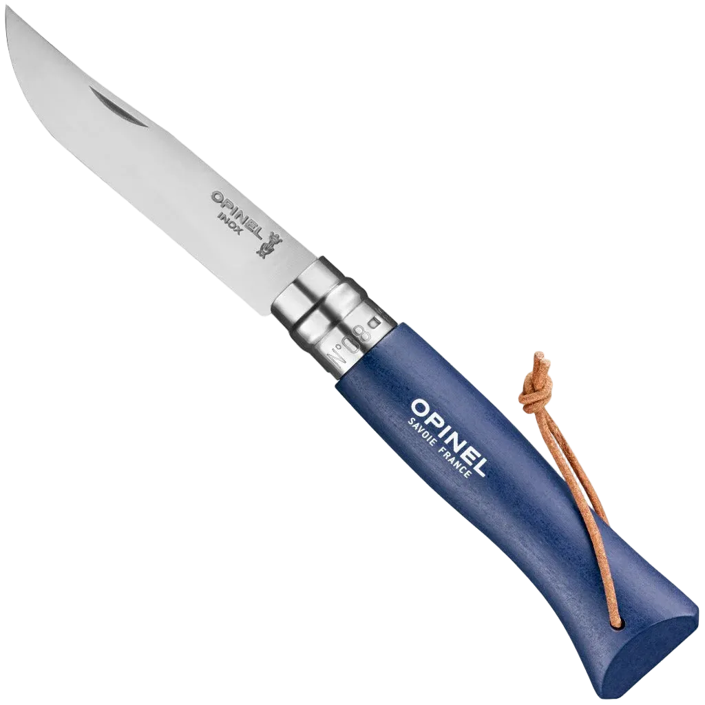 No.08 Colorama S/S Folding Knife, Lanyard, Dark Blue