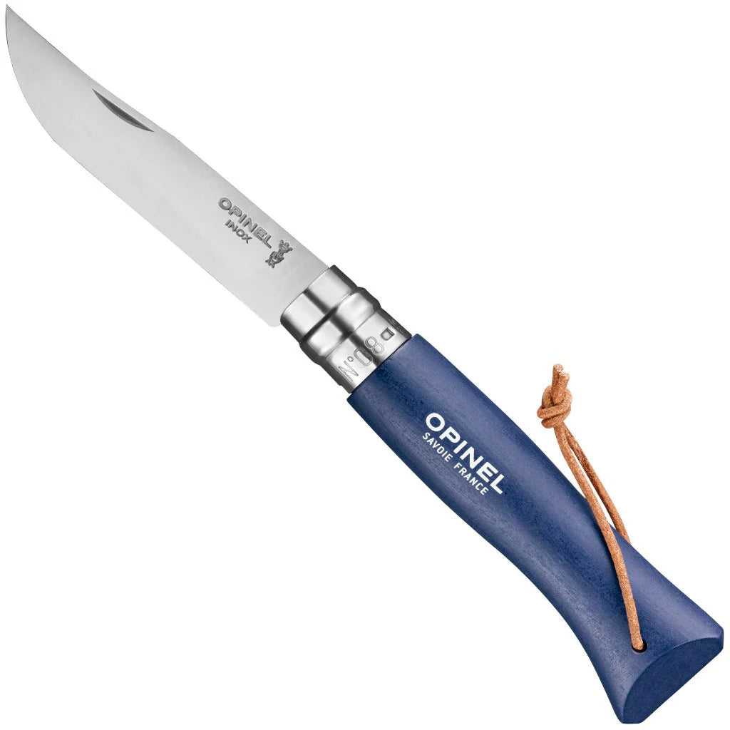 No.08 Colorama S/S Folding Knife, Lanyard, Dark Blue