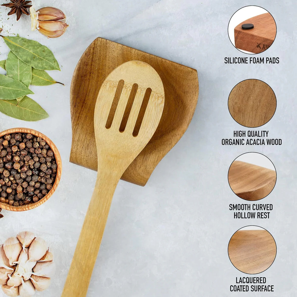 Wood Spoon Rest Acacia