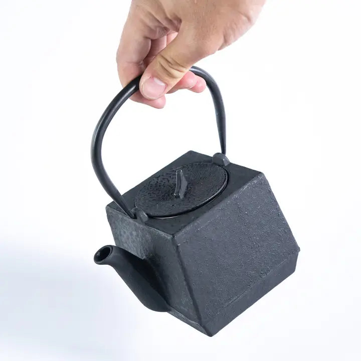 Black Square 28oz Cast Iron Tea Pot
