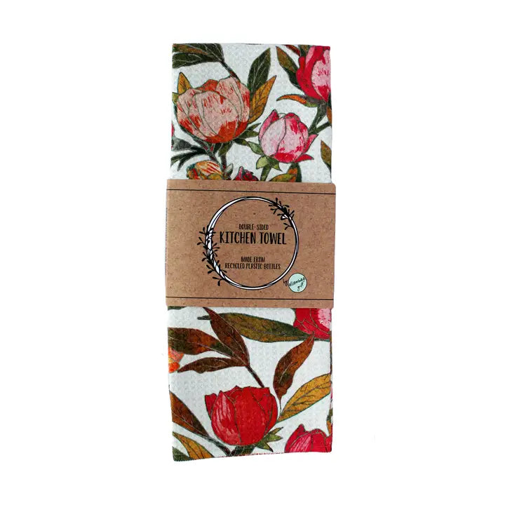 Red Roses | Modern Floral Home Decor | Waffle Tea Towels