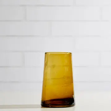 Handblown Moroccan Cone Glass, Large Amber