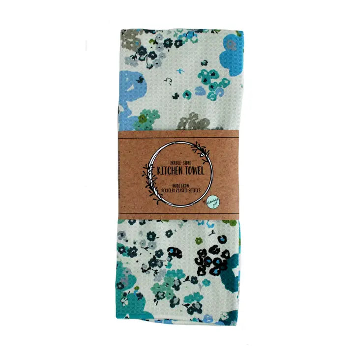 Blue Green Ditsy Flowers | Two Sided Microfiber Tea Towels