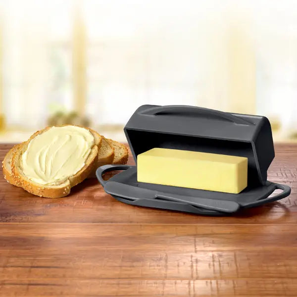 Flip-Top Butterie Butter Dish, w/ Spreader, Gray