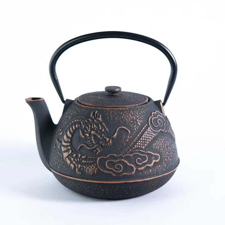 Bronze Dragon 40oz Cast Iron Tea Pot