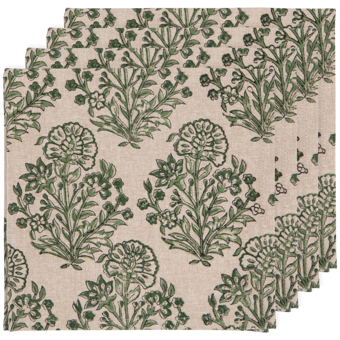 Viridian S/4 Block Print Napkins