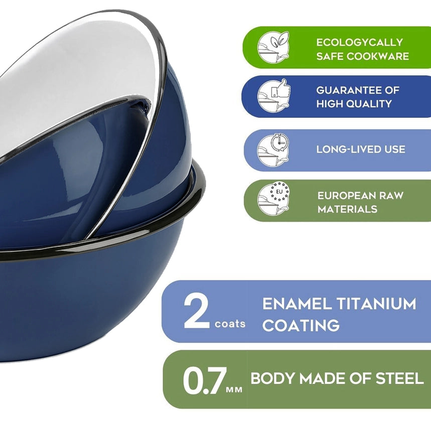 Valentine Navy Blue S/3 Enameled Bowl