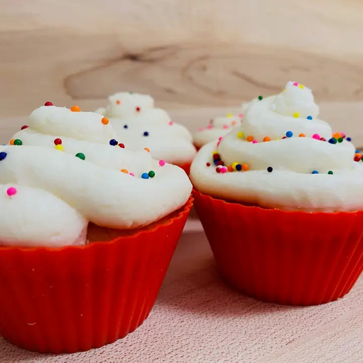 S/12 Silicone Cupcake Liners Red Muffin