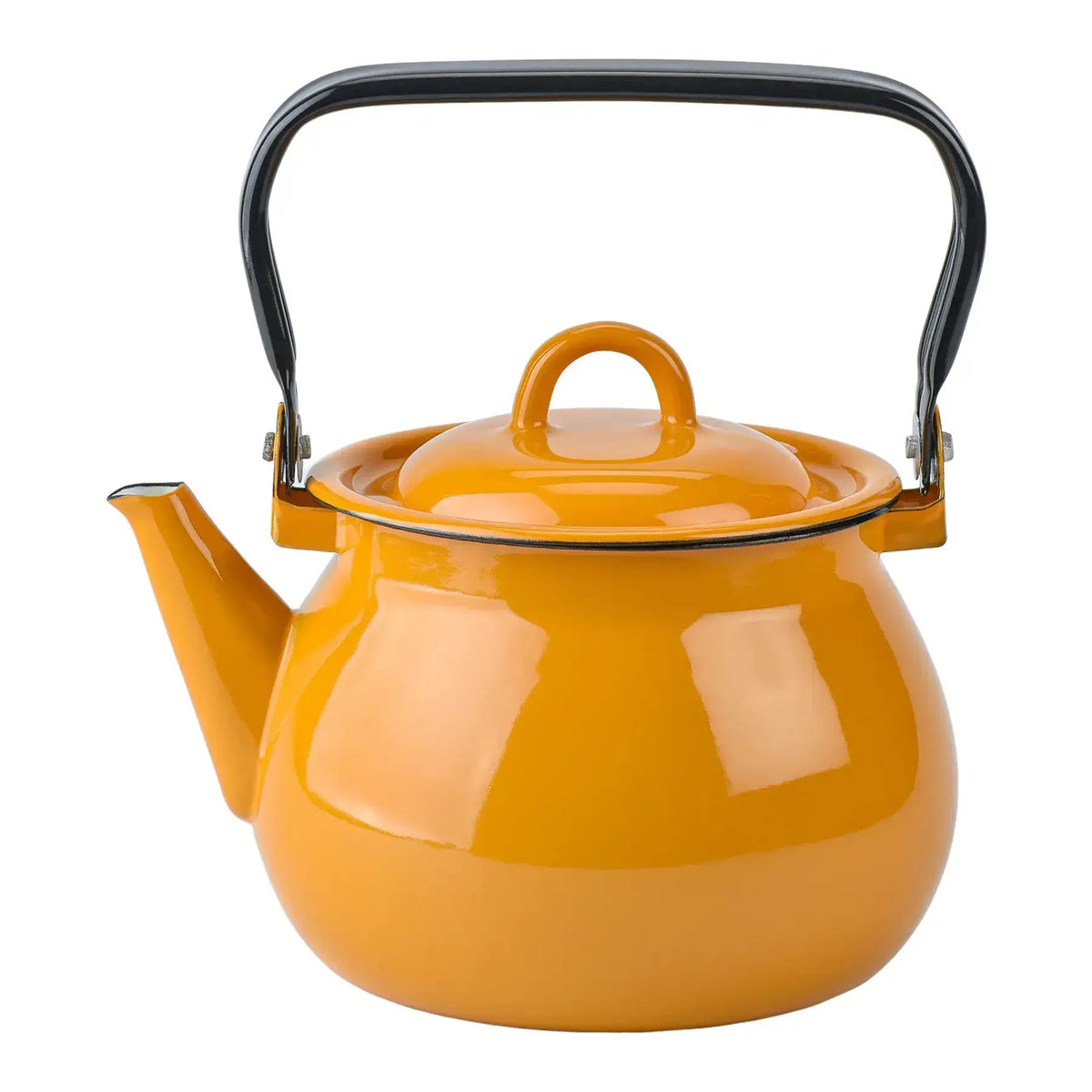 Mustard 3.7qt Vintage Enamel Kettle with Metal Handle