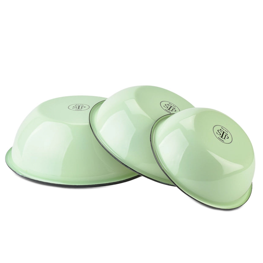 Mint Coolness S/3 Enameled Steel Bowl