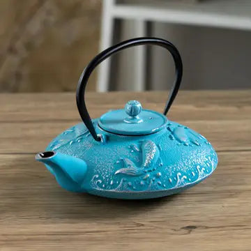 Blue Koi 27oz Cast Iron Tea Pot