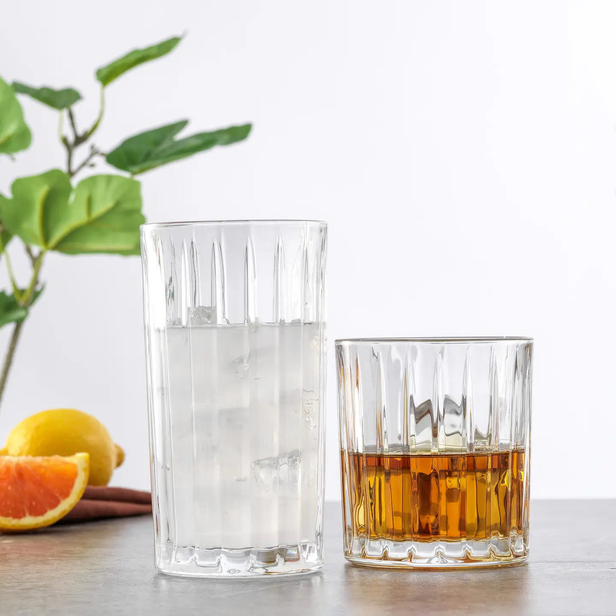 Alina 8 Piece Ribbed Glass Drinkware Set