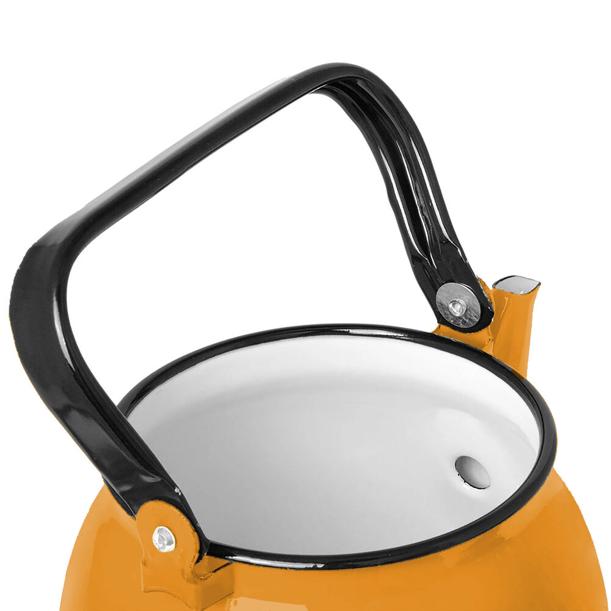 Mustard 2.7qt Vintage Enamel Kettle with Metal Handle