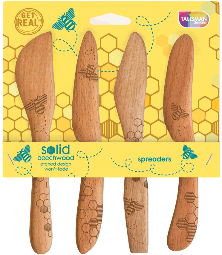 Bee Spreader Set of 4, Beechwood