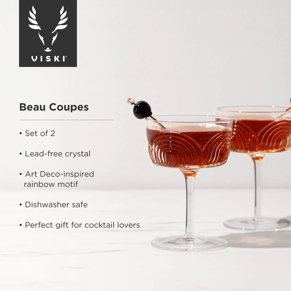 S/2 Deco Beau Coupe Glasses