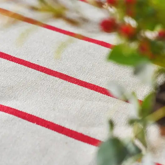 60"x120" Red Striped Tablecloth