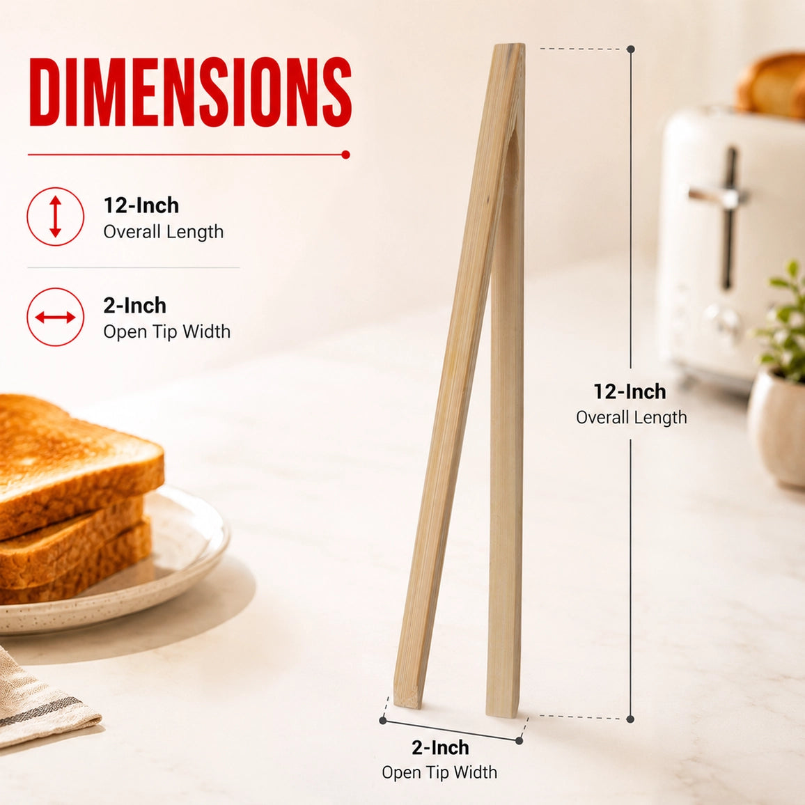 Bamboo 12" Toast Tong