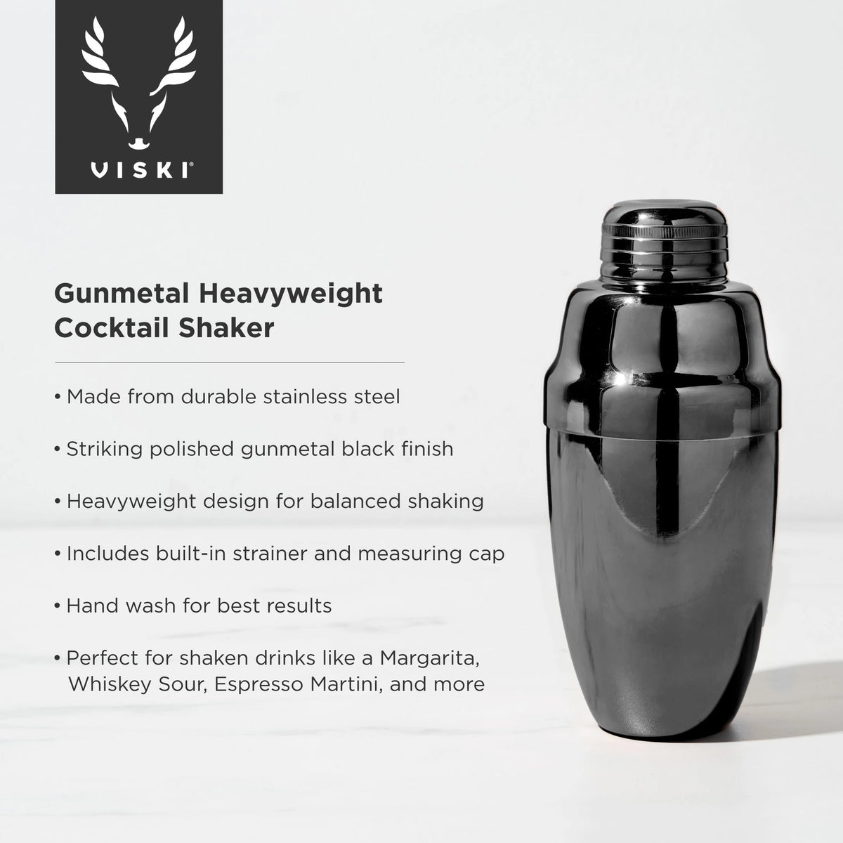 Gunmetal Heavyweight Cocktail Shaker