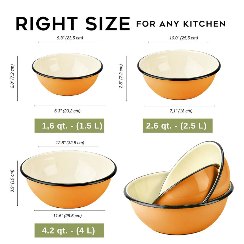 Mustard S/3 Enameled Bowl