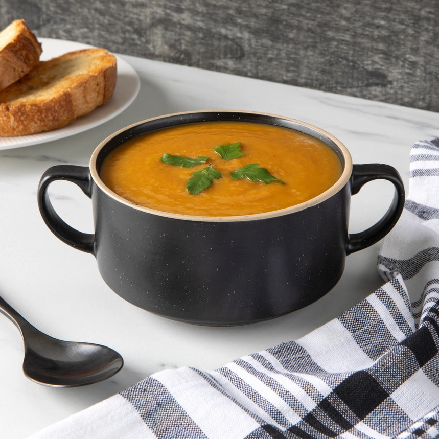 Black Double Handled Soup Bowl