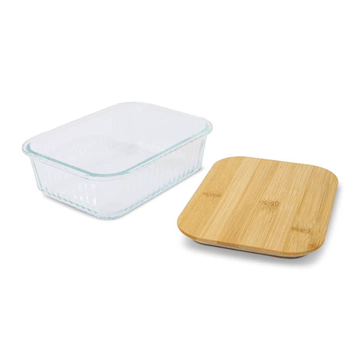 Ribbed Rectangle Glass Container 50.7oz