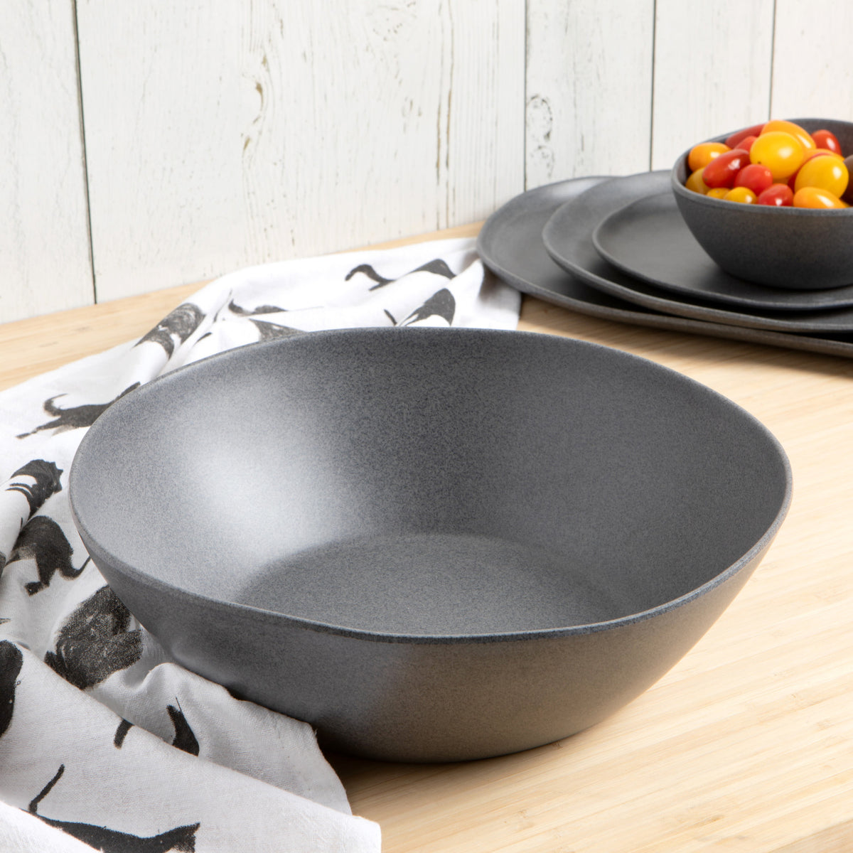 Graphite Fresco Melamine Serving Bowl