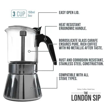 9C London Sip Glass Espresso Maker