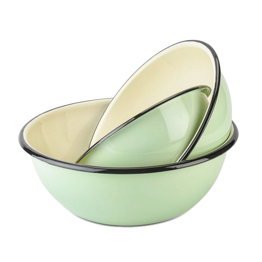 Mint Coolness S/3 Enameled Steel Bowl