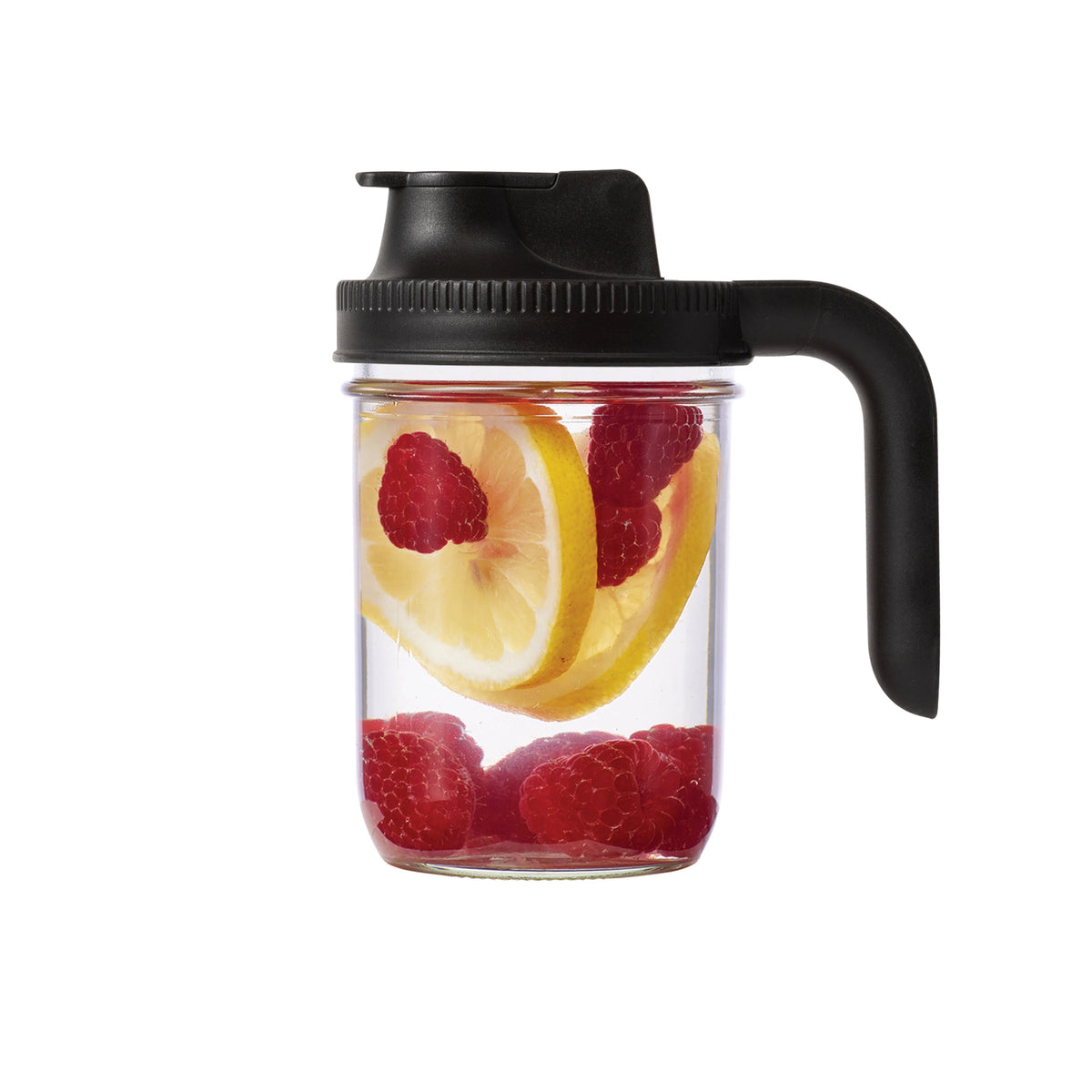 Jarware Black Spout Lid, Handle, Wide Mouth