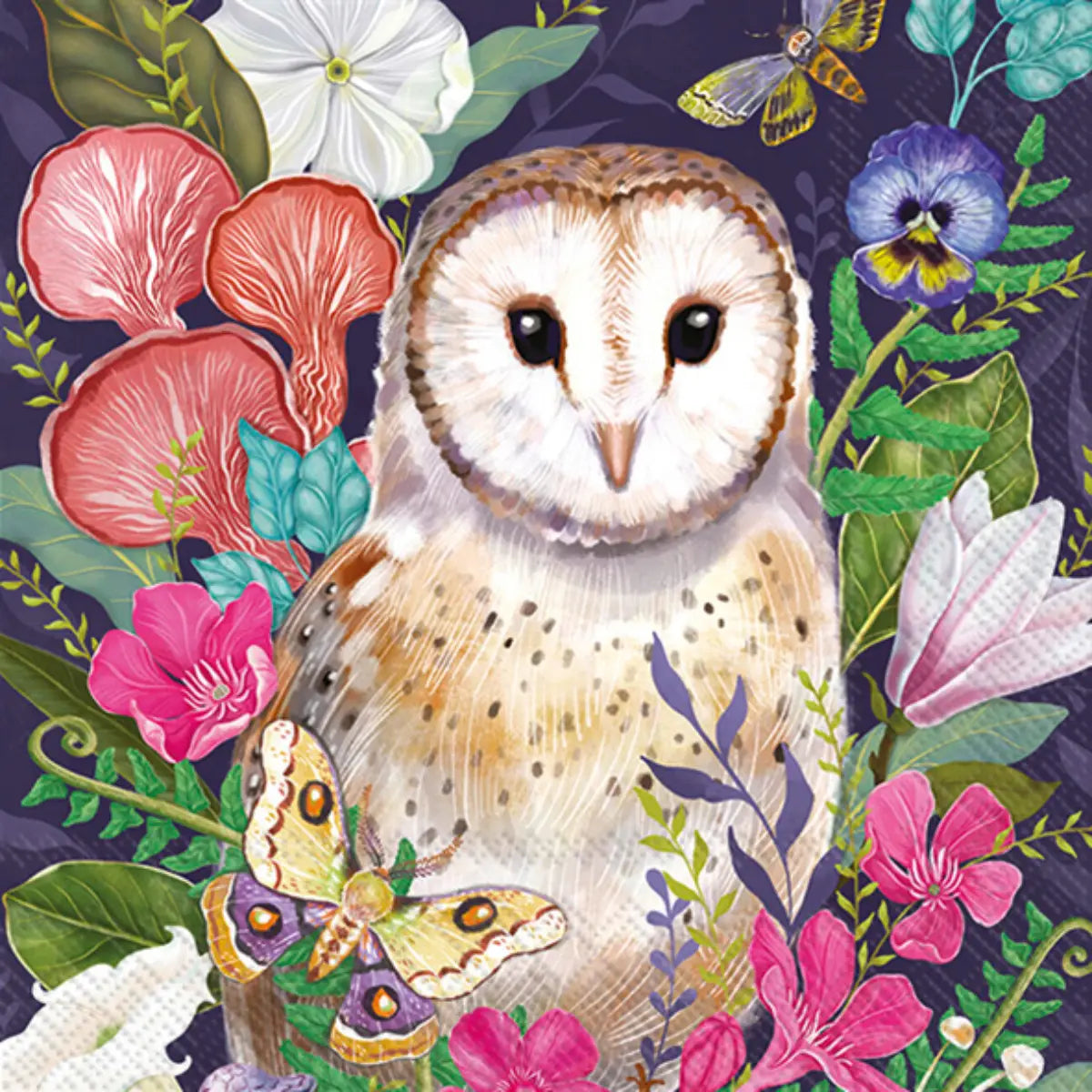 Floral Barn Owl Cocktail Napkins, Pack of 20