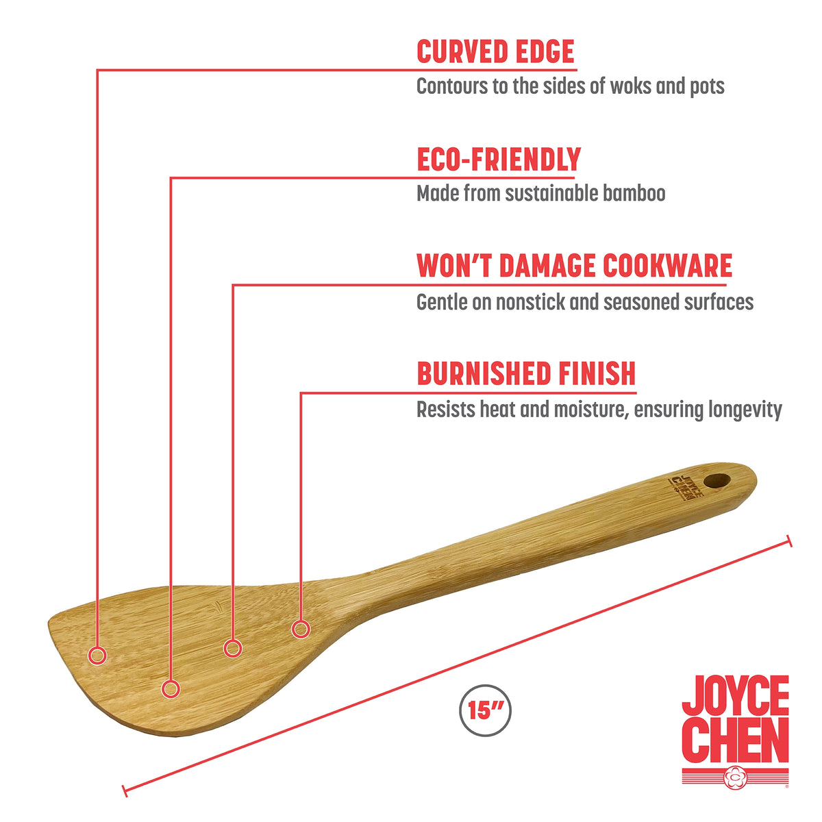 15" Wok Spatula Bamboo