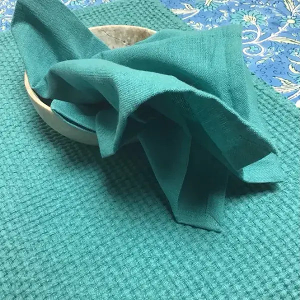 Baltic Blue Solid Woven Homespun Napkin