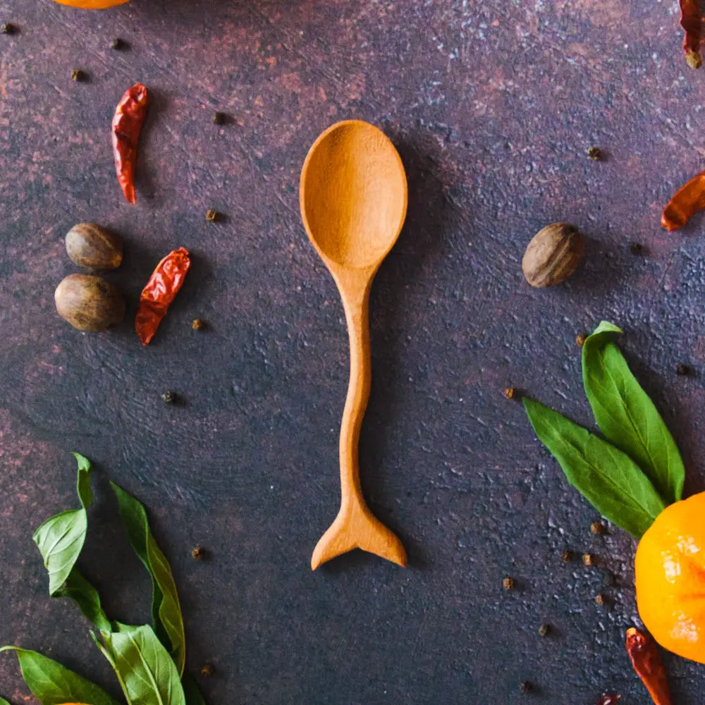 Whale Tail Hand-Carved Wooden Spoon