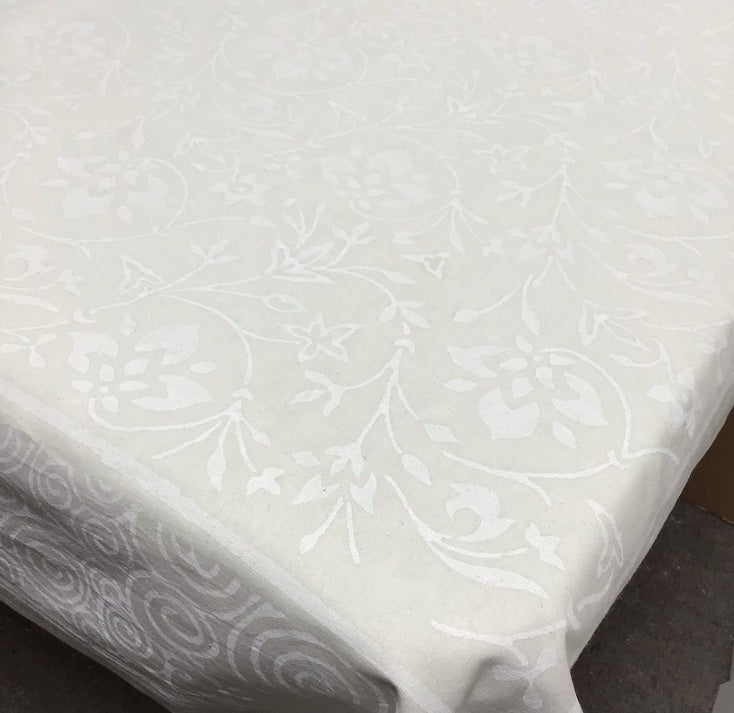60x90 White on White Tablecloth