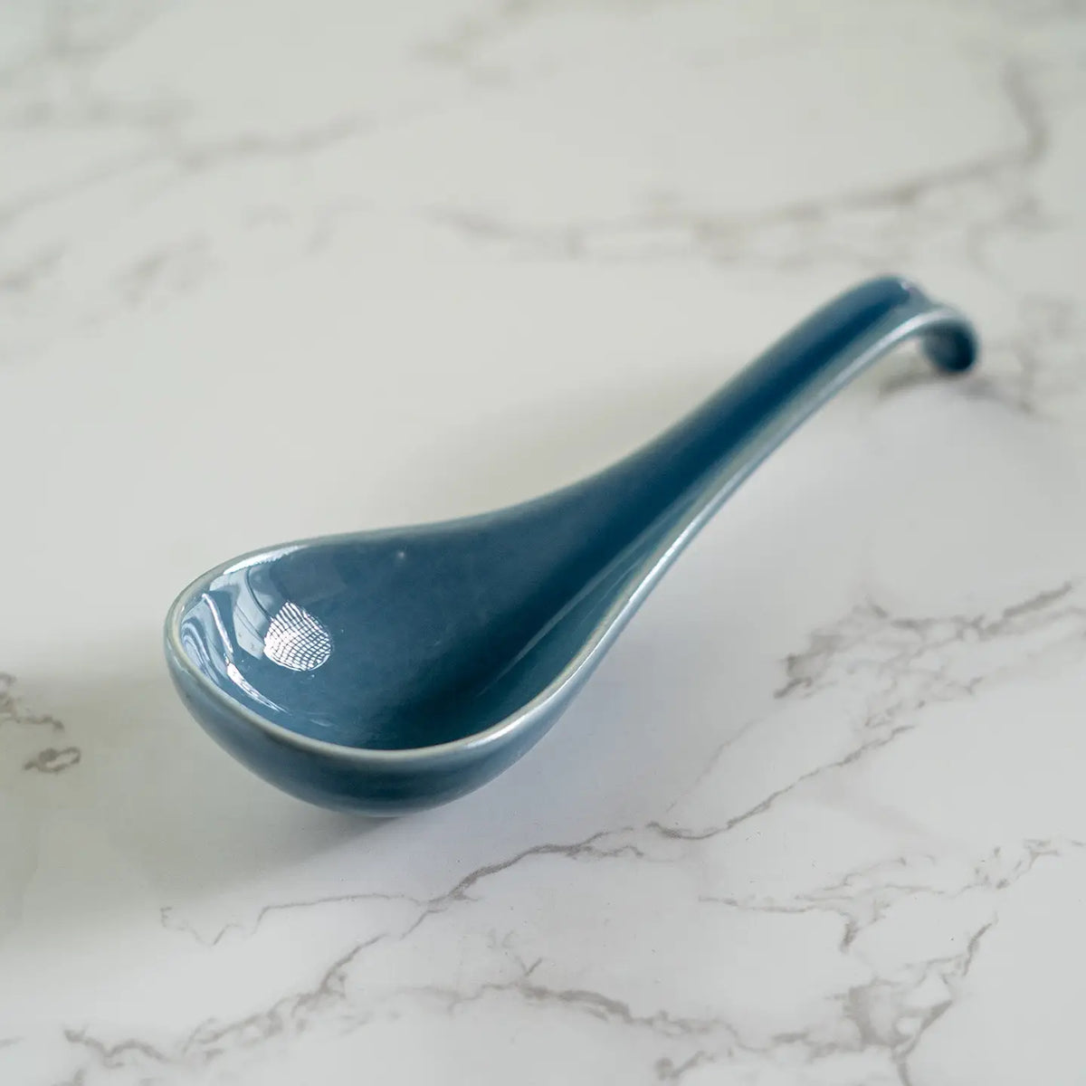 Blue 5.9"L Porcelain Soup Spoon