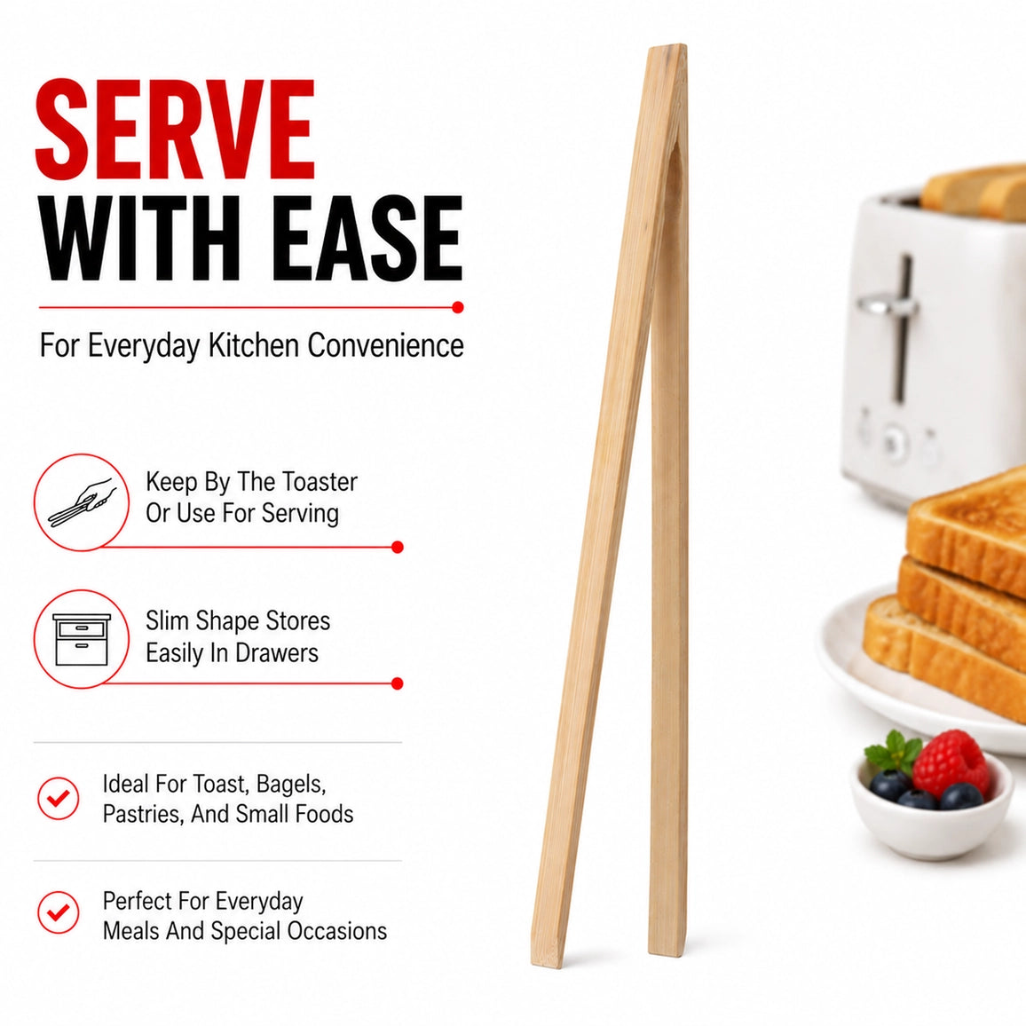Bamboo 12" Toast Tong